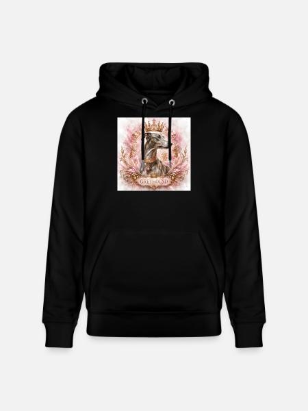 Royal Greyhound Portrait with Crown - Stanley/Stella CRUISER Unisex Organic Hoodie - black