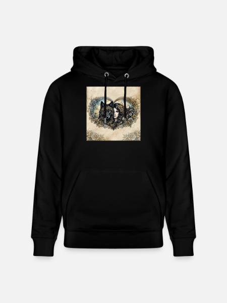 Clockwork Wolf's Heart - Stanley/Stella CRUISER Unisex Organic Hoodie - black