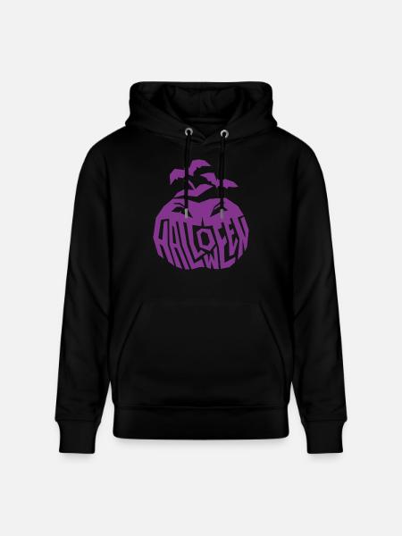 Purple Scary Pumpkin - Stanley/Stella CRUISER Unisex Organic Hoodie - black