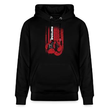 Boxen Sparring Handschuhe American Sports Flagge - Stanley/Stella Unisex Bio-Hoodie CRUISER  - Schwarz - Vorne - Alina (178cm) & Michal (187cm)