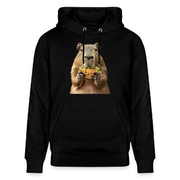 Wasserschwein - Stanley/Stella Unisex Bio-Hoodie CRUISER  - Schwarz - Vorne - Alina (178cm) & Michal (187cm)