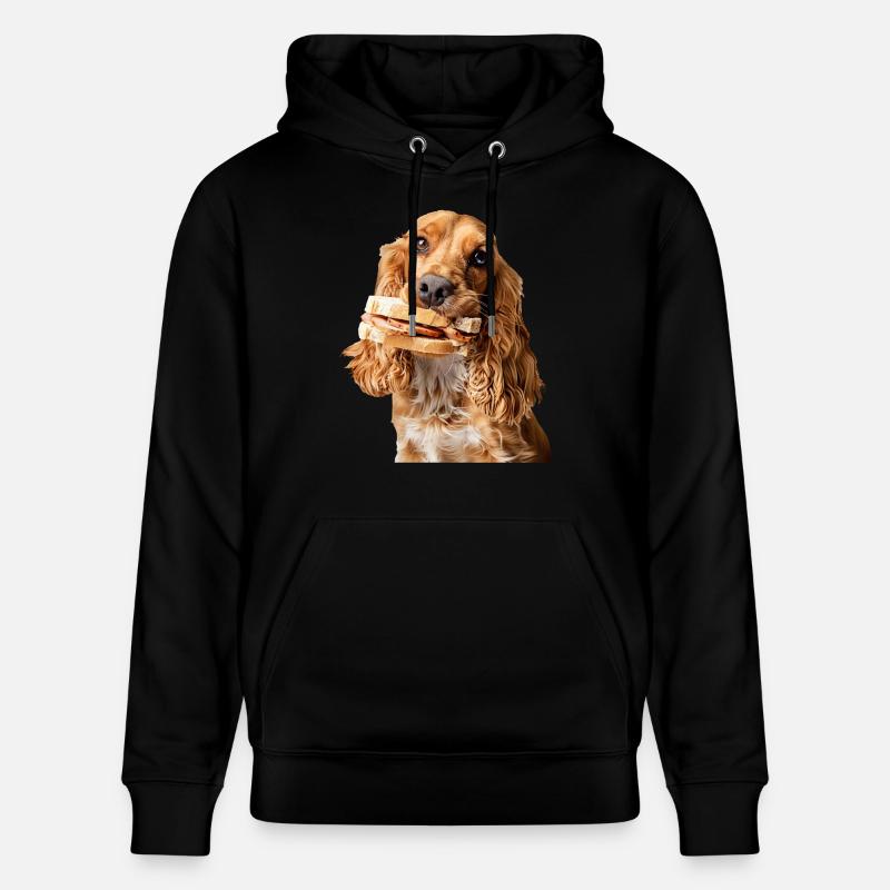 Cocker Spaniel - Felpa con cappuccio ecologica unisex CRUISER di Stanley/Stella - nero