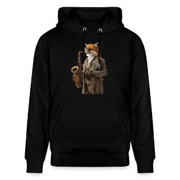 Fox Saxophone - Sweat à capuche bio CRUISER Stanley/Stella Unisexe - noir - Devant - Alina (178cm) & Michal (187cm)