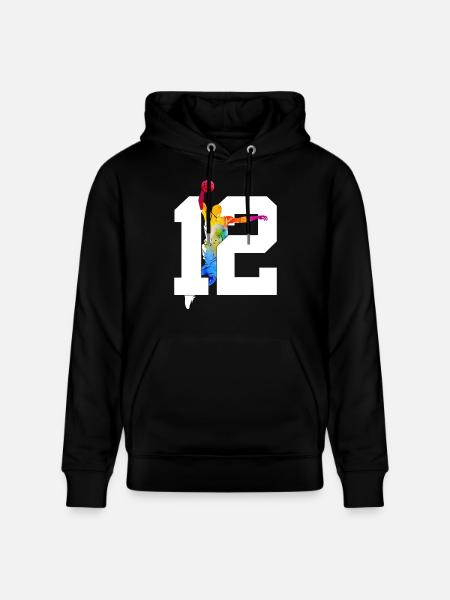 NUMBER 12 BASKETBALL 12TH BIRTHDAY - Stanley/Stella CRUISER Unisex Organic Hoodie - black