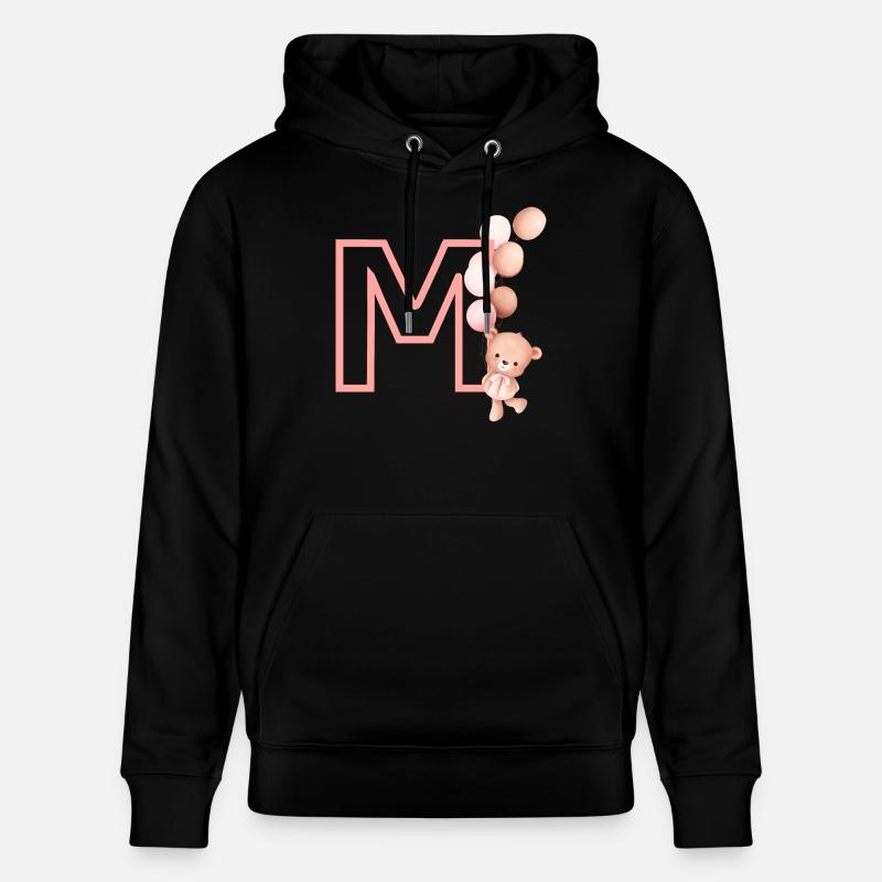 Lettre m rose ours - Sweat à capuche bio CRUISER Stanley/Stella Unisexe - noir
