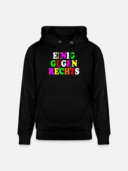 Einig gegen rechts - Stanley/Stella Unisex Bio-Hoodie CRUISER - Schwarz