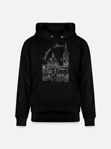 Aachen Cathedral in Germany, hand-drawn - Stanley/Stella CRUISER Unisex Organic Hoodie - black