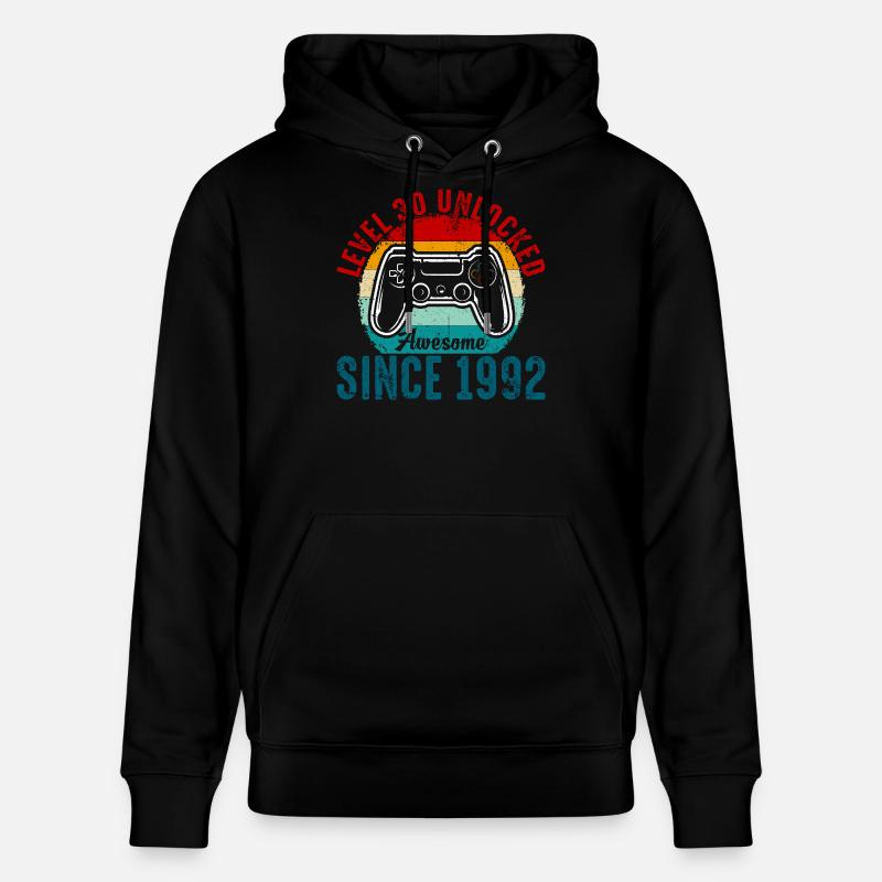 Level 30 Entsperrtes Retro-Controller-Tee - Stanley/Stella Unisex Bio-Hoodie CRUISER  - Schwarz