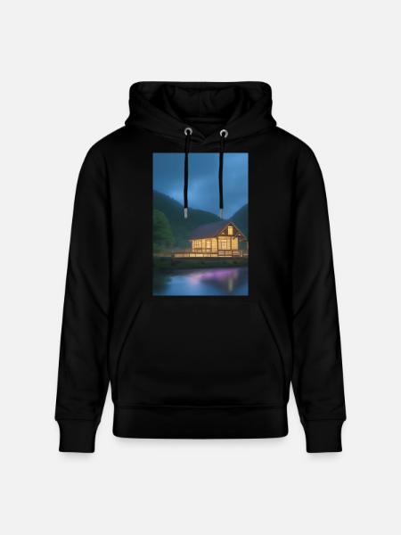 Charming lakeside cabin - Stanley/Stella CRUISER Unisex Organic Hoodie - black
