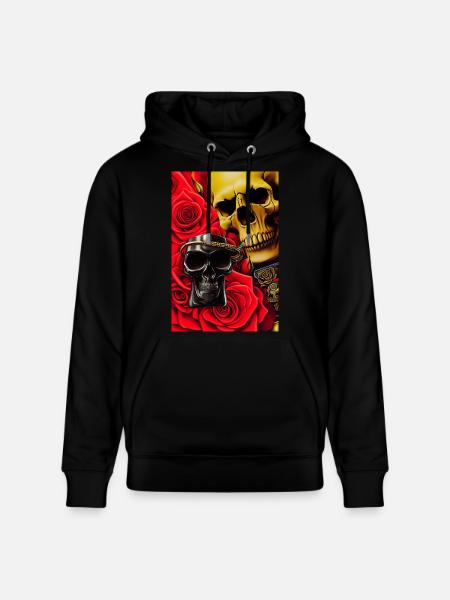 Skulls with roses - Stanley/Stella CRUISER Unisex Organic Hoodie - black