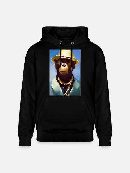 Cool monkey with gold chain - Stanley/Stella CRUISER Unisex Organic Hoodie - black