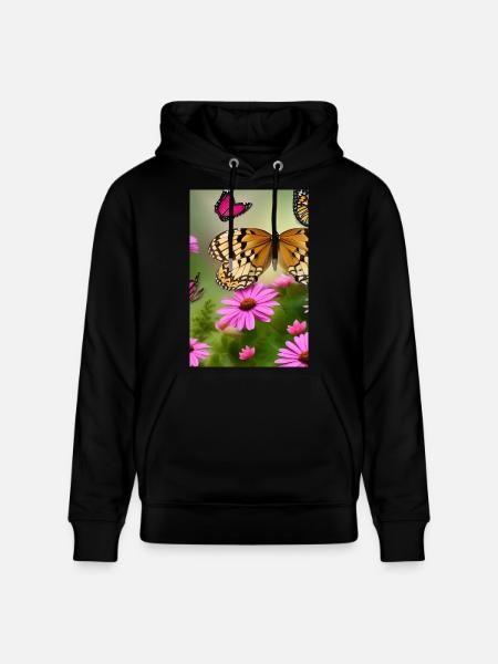 Flowers and butterfly - Stanley/Stella CRUISER Unisex Organic Hoodie - black