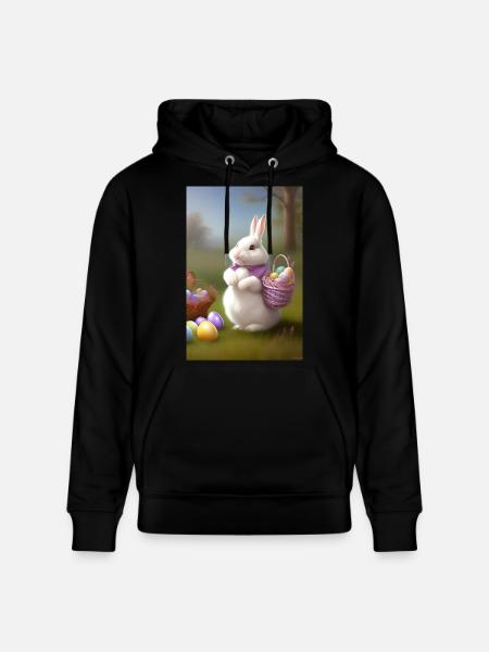 Easter Bunny with Easter Eggs - Stanley/Stella CRUISER Unisex Organic Hoodie - black