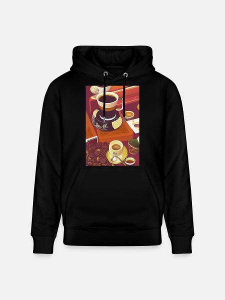 Coffee, coffee beans - Stanley/Stella CRUISER Unisex Organic Hoodie - black