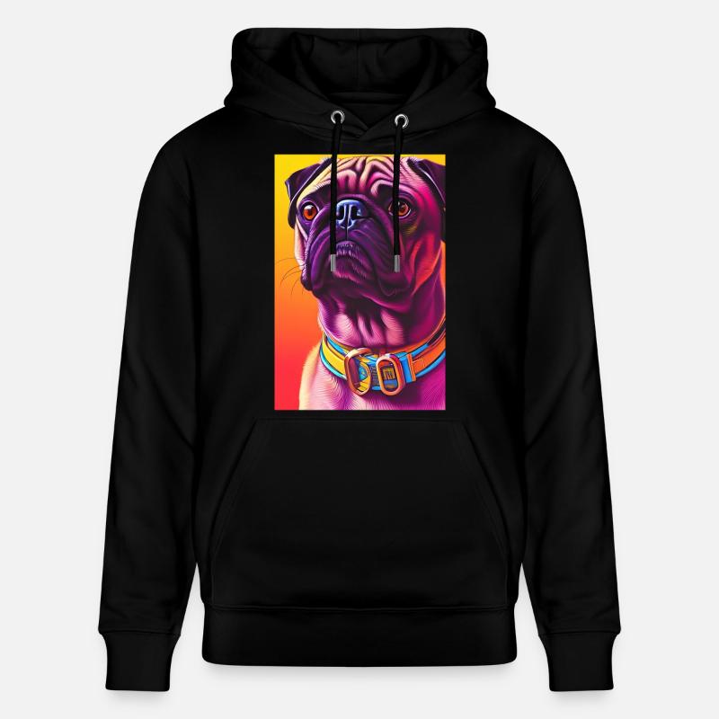 Mops Hund - Stanley/Stella Unisex Bio-Hoodie CRUISER  - Schwarz