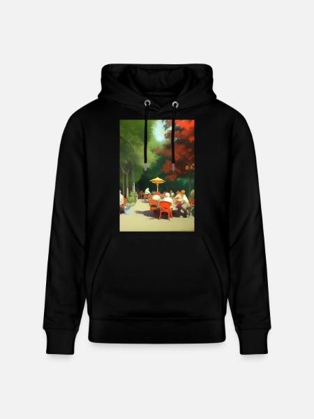 Outdoor Asian Cafe - Stanley/Stella CRUISER Unisex Organic Hoodie - black