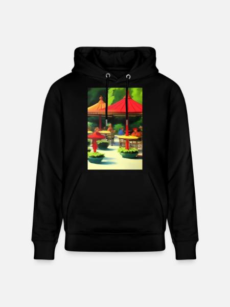 Outdoor Asian Cafe - Stanley/Stella CRUISER Unisex Organic Hoodie - black