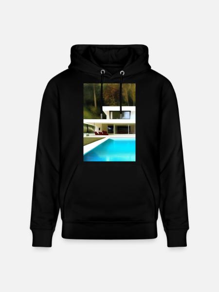 White villa with pool - Stanley/Stella CRUISER Unisex Organic Hoodie - black