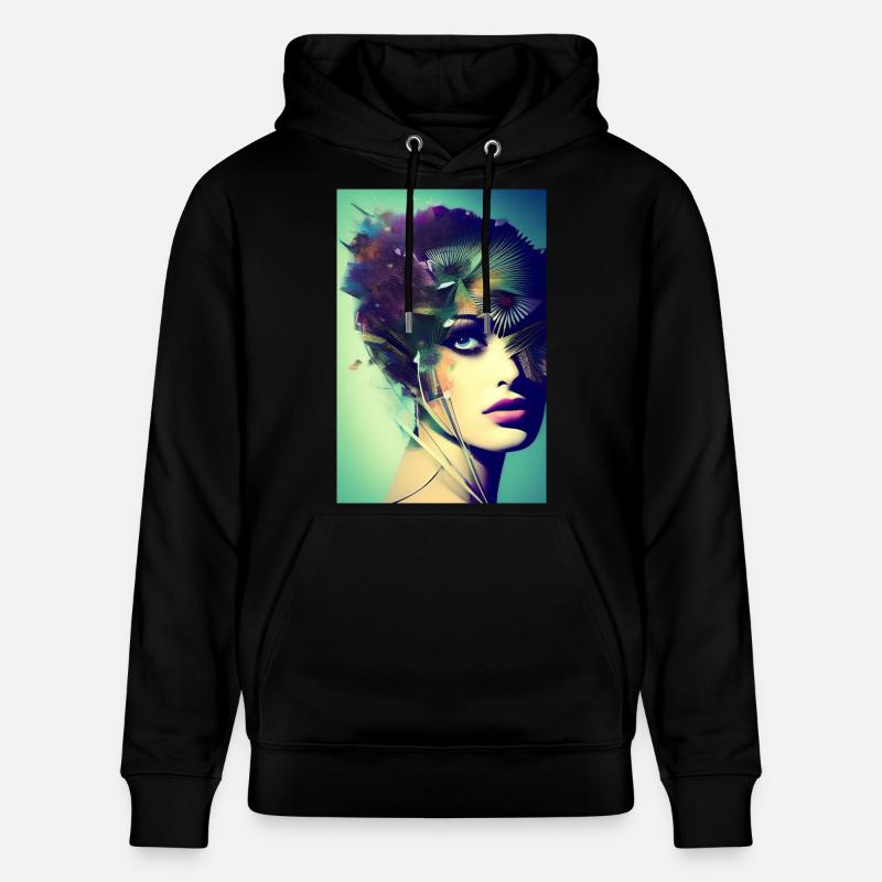 Abstrakte Gesichts Kunst - Stanley/Stella Unisex Bio-Hoodie CRUISER  - Schwarz