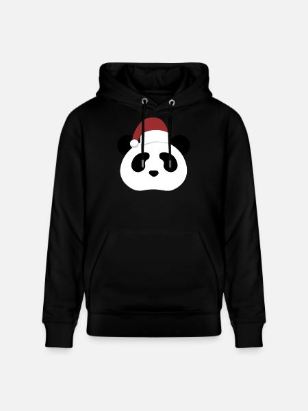 Panda Bear- Christmas Edition - Stanley/Stella CRUISER Unisex Organic Hoodie - black