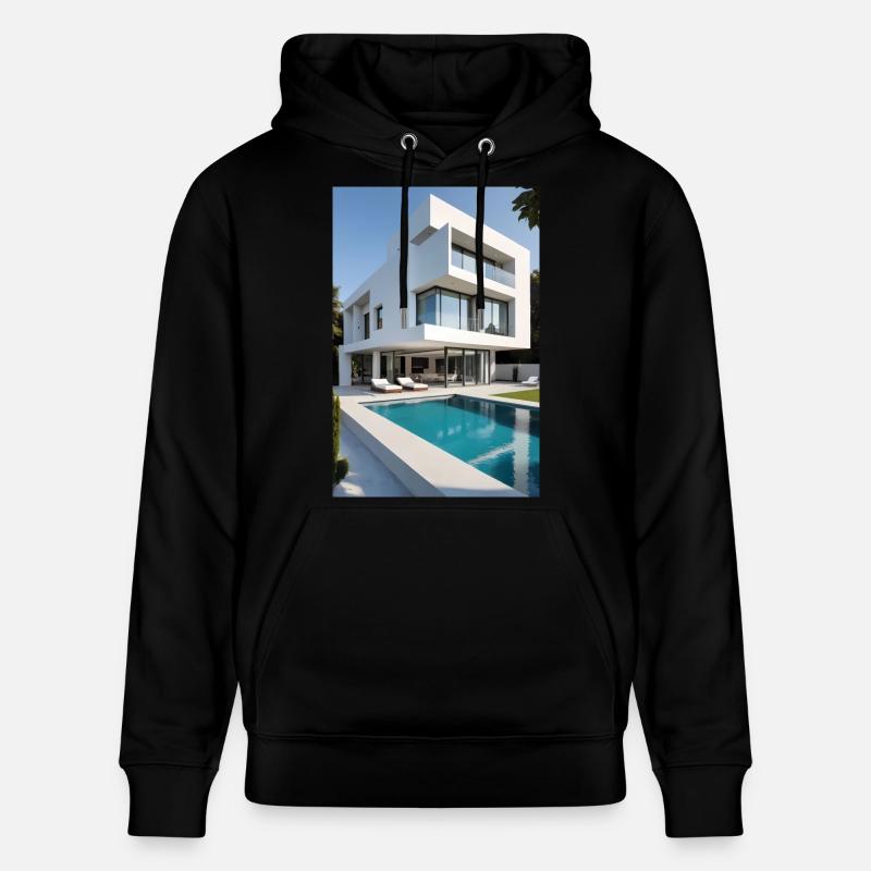 Villa blanche avec piscine - Sweat à capuche bio CRUISER Stanley/Stella Unisexe - noir