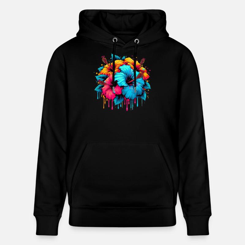 Fleurs d’hibiscus - Sweat à capuche bio CRUISER Stanley/Stella Unisexe - noir