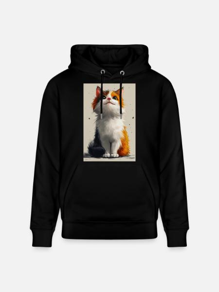 Cute Cat Illustration Poster - Stanley/Stella CRUISER Unisex Organic Hoodie - black