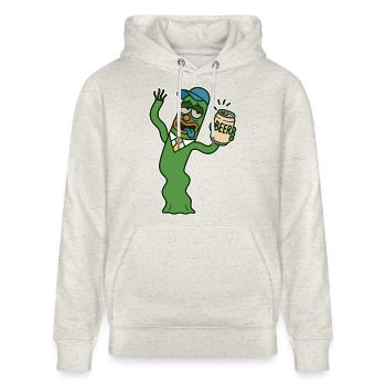 Wobbly-wobbly beer can comrade - Stanley/Stella CRUISER Unisex Organic Hoodie - heather oatmeal - Front - Alina (178cm) & Michal (187cm)