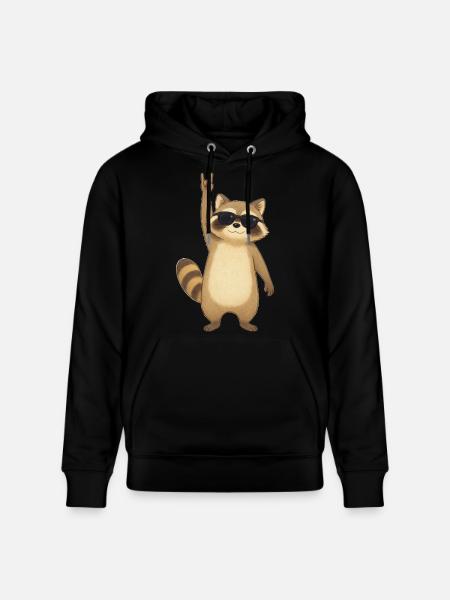Bascule rétro raton laveur - Sweat à capuche bio CRUISER Stanley/Stella Unisexe - noir