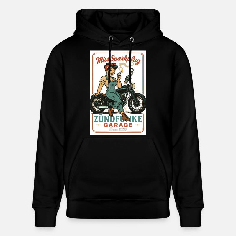 Miss Sparkplug – Zündfunke Garage Queen - Stanley/Stella CRUISER Unisex Organic Hoodie - black