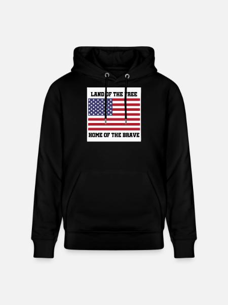 Patriotic American Flag with Bold Text - Stanley/Stella CRUISER Unisex Organic Hoodie - black