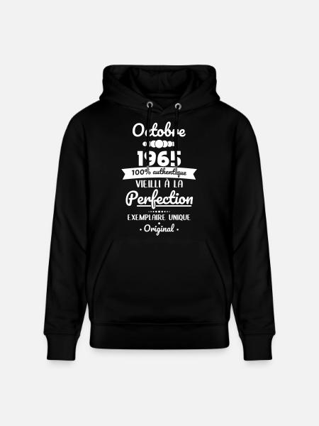 60th Birthday - October 1965 Original - Stanley/Stella CRUISER Unisex Organic Hoodie - black