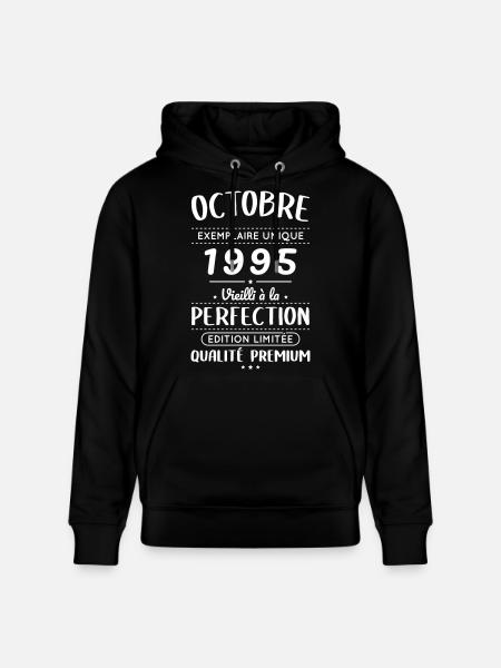 30th Birthday - October 1995 Perfection - Stanley/Stella CRUISER Unisex Organic Hoodie - black