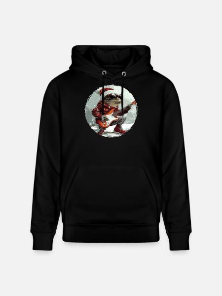 Frog Christmas Guitar - Stanley/Stella CRUISER Unisex Organic Hoodie - black