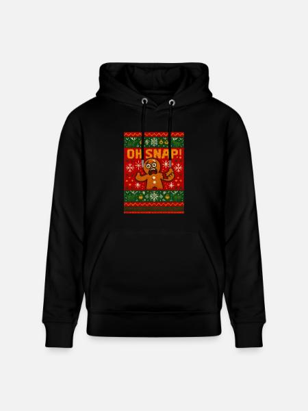 Oh Snap Gingerbread Christmas - Stanley/Stella CRUISER Unisex Organic Hoodie - black