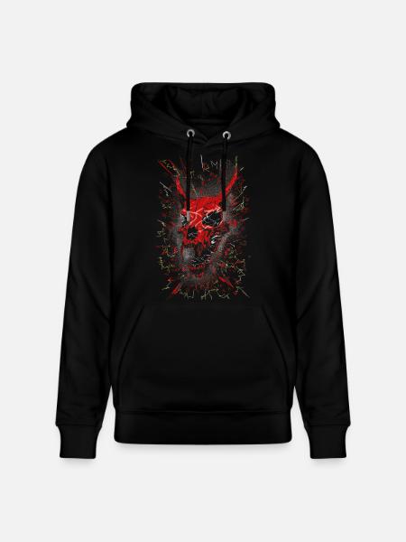 Neon-zerschmetterter Dämonenschädel - Stanley/Stella Unisex Bio-Hoodie CRUISER  - Schwarz