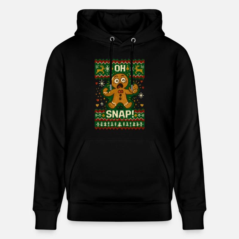 Oh Snap Lebkuchenmann Ugly Christmas - Stanley/Stella Unisex Bio-Hoodie CRUISER  - Schwarz
