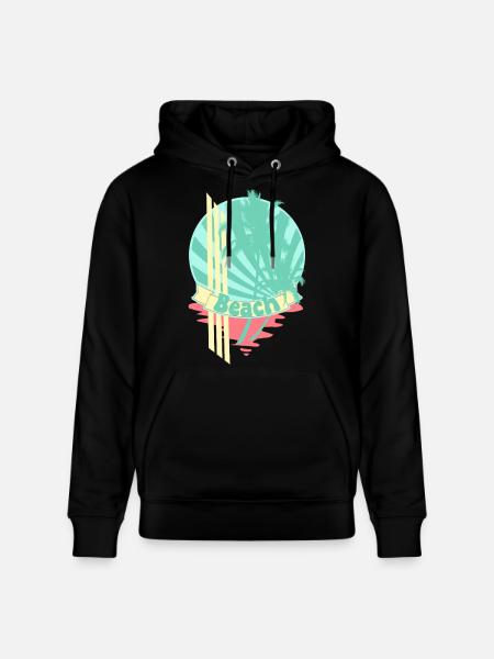 Beach Palm Trees Sea Banner - Stanley/Stella CRUISER Unisex Organic Hoodie - black