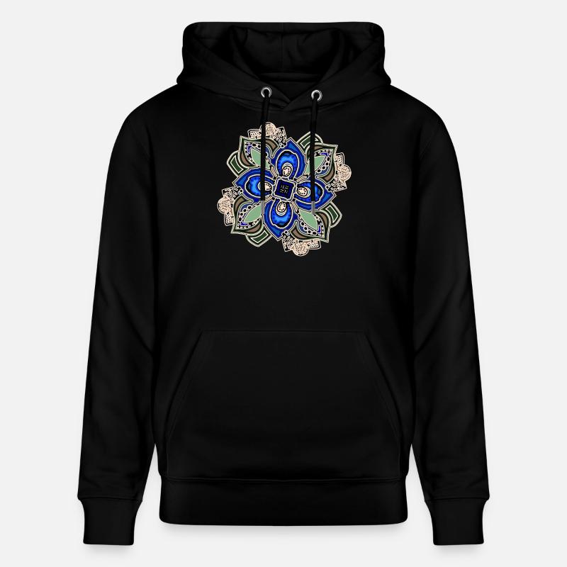 Fleur de mandala extravagante sarcelle - Sweat à capuche bio CRUISER Stanley/Stella Unisexe - noir