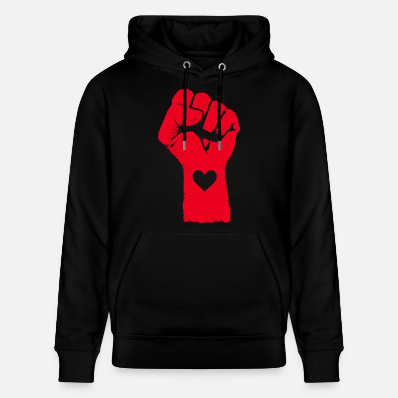 Rote Faust mit Herz - Stanley/Stella Unisex Bio-Hoodie CRUISER  - Schwarz