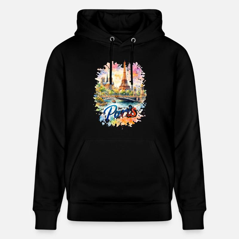 Silhouette aquarelle de Paris - Sweat à capuche bio CRUISER Stanley/Stella Unisexe - noir