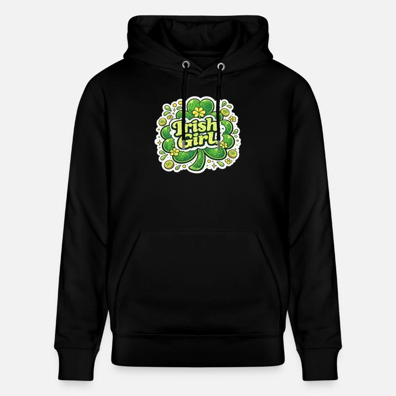 Design d’autocollants de trèfle irlandaise - Sweat à capuche bio CRUISER Stanley/Stella Unisexe - noir