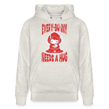 Kaninchen-Umarmung Jeder-Kaninchen-Manga niedlich - Stanley/Stella Unisex Bio-Hoodie CRUISER  - Beige meliert - Vorne - Alina (178cm) & Michal (187cm)