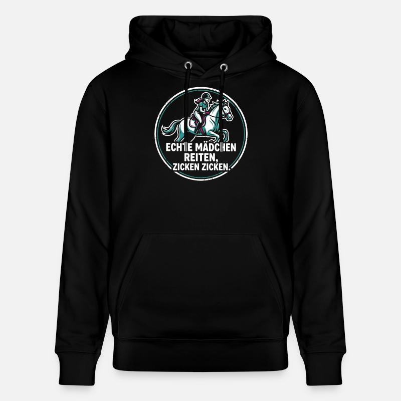 Pferdemädchen Spruch - Echte Mädchen Reiten - Stanley/Stella Unisex Bio-Hoodie CRUISER - Schwarz