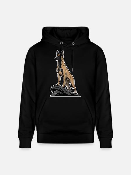 Belgisk schäfermalinois på klippporträtt - Ekologisk luvtröja CRUISER unisex från Stanley/Stella - svart