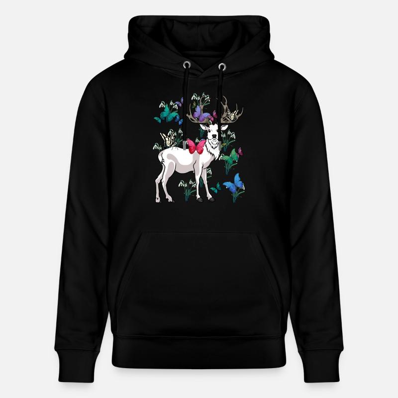 cerfs printemps papillons fleurs nature - Sweat à capuche bio CRUISER Stanley/Stella Unisexe - noir