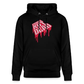 Zitat punks not dead - Stanley/Stella Unisex Bio-Hoodie CRUISER  - Schwarz - Vorne - Alina (178cm) & Michal (187cm)