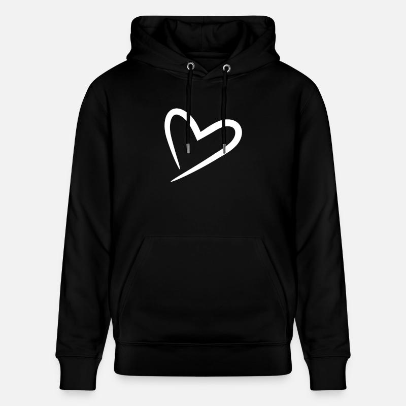 Herz weiß modern - Stanley/Stella Unisex Bio-Hoodie CRUISER  - Schwarz