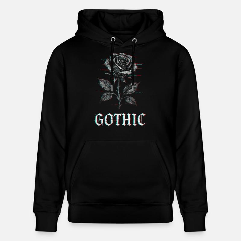 Rose gothique avec effet glitch - Sweat à capuche bio CRUISER Stanley/Stella Unisexe - noir