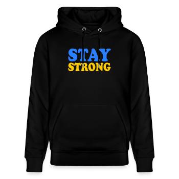 Stay strong - Stanley/Stella Unisex Bio-Hoodie CRUISER  - Schwarz - Vorne - Alina (178cm) & Michal (187cm)